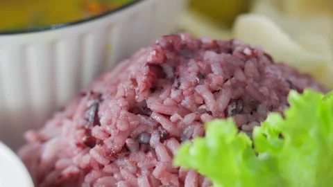 Close up cooked brown rice Stock Footage 300850590