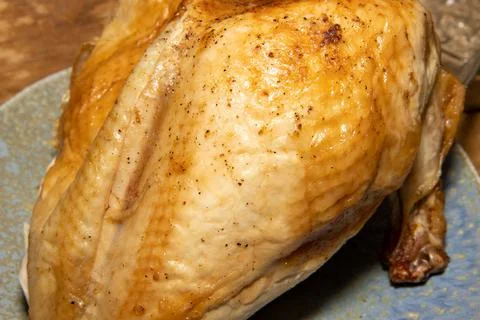 A close up of a cooked chicken Foto stock