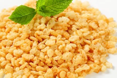 Close up of cooked rice with mint leaf Stock Photos