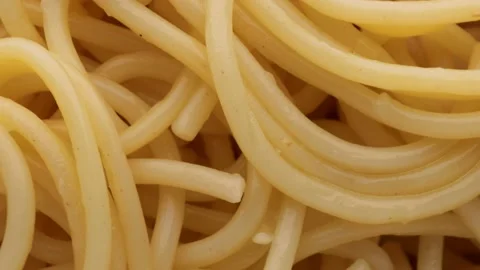 Close up of cooked spaghetti pasta, rotation in circle. Stock Footage 237231818