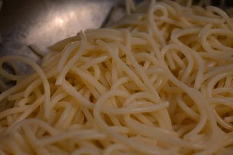 Close-up of cooked spaghetti Stockfoto's