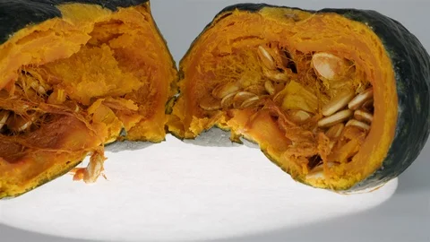 Close up of a cooked squash cut in half. Stock Footage 100998482