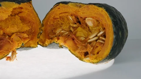 Close up of a cooked squash cut in half. Stock Footage 100999246