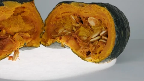 Close up of a cooked squash cut in half. Stock Footage 100999650