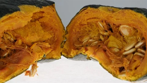 Close up of a cooked squash cut in half. Stock Footage 101000666