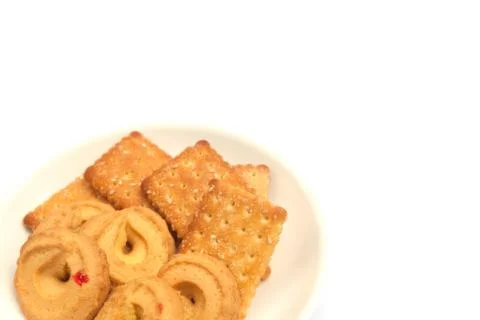 Close up of Cookie cracker isolated on white background Stock Photos