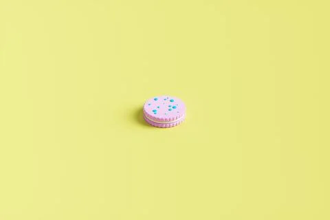Close-up of cookies on a yellow background. 3d rendering illustration Stock Illustration
