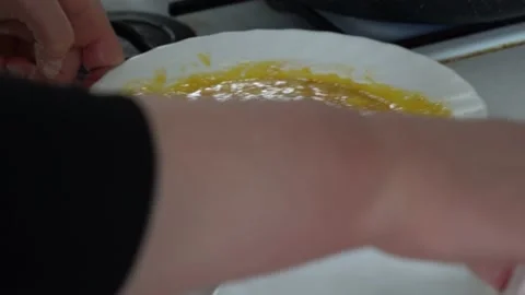 Close up, cooking chops, slicing, chopping, frying at home Stock Footage 131032220