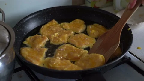 Close up, cooking chops, slicing, chopping, frying at home Stock Footage 131032316