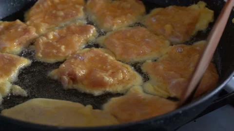 Close up, cooking chops, slicing, chopping frying at home 4k Stock Footage 131032753