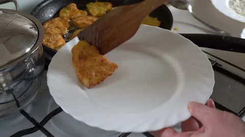 Close up, cooking chops, slicing, chopping frying at home 4k Stock Footage 131032832