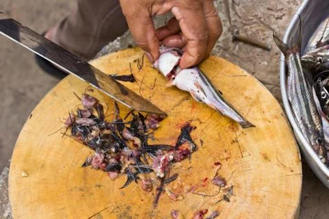 Close up cooking a fish Stock Photos