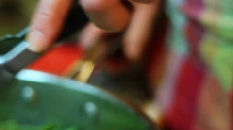 Close up of Cooking Green Beans Stock Footage 33402218