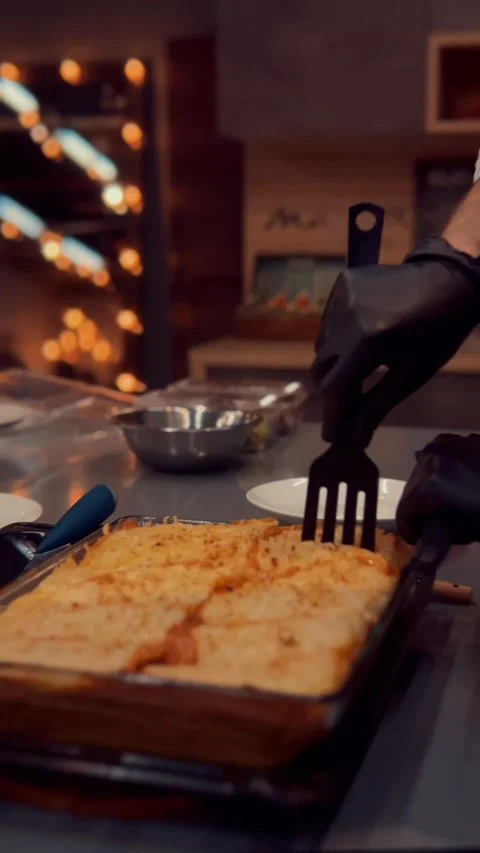 Close up of Cooking Lasagna Stock Footage 180436742