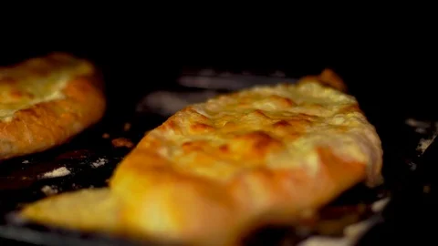 Close up of the cooking process cheese pie Stock Footage 93587213
