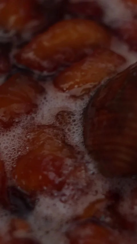 Close-up Cooking Strawberry Jam (Vertical 4k) Stock Footage 233637973