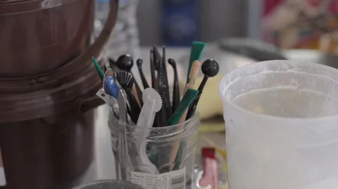 Close up of cooking tools used by cake decorators 스톡 동영상 60719243