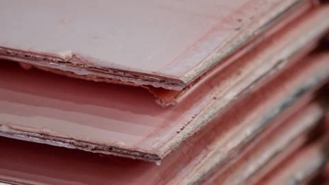 Close-up of copper cathodes Видео 301389664