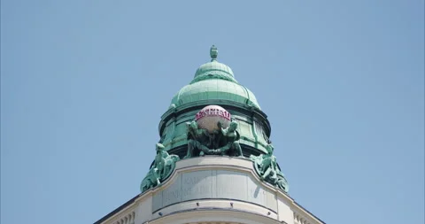Close-up of the copper dome at Generali Vienna Insurance building, Vienna, Видео 251859730