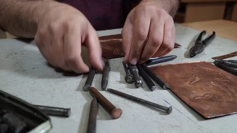 Close-up copper-smith work. Art smiting work progress   Stock Footage 82623930