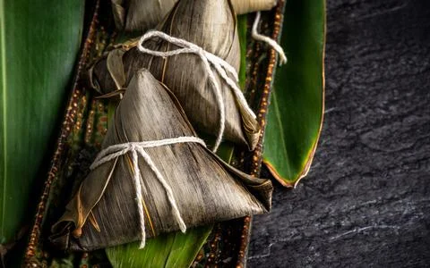 Close up, copy space, top view, famous asian chinese tasty handmade food in d Stock Photos