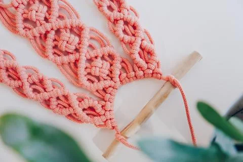 Close up of a coral macrame Stock Photos