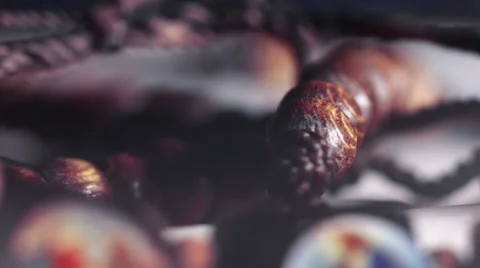 Close up of cords from a rosary Stock Footage 55369618