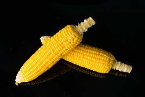 Close up Corn on black Stock Photos