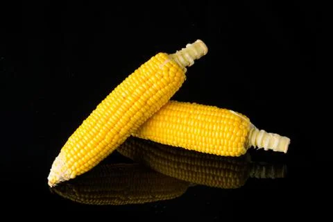 Close up Corn on black Stock Photos