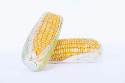 Close-up of a corn cob resting on another Stock Photos