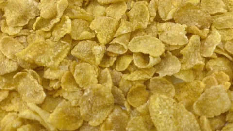 Close-up of Corn Flakes Breakfast. Rotation. CornFlakes Are Isolated Stock Footage 160553217