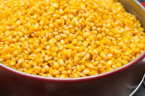 Close up of the corn seeds in the pot for background Stock Photos