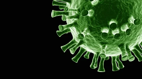 Close-up coronavirus on black background 3D 4K looped animation with copy space Stock Footage 194421037