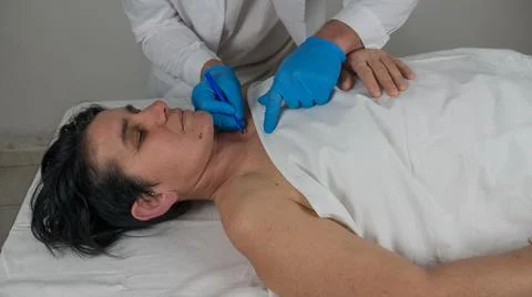 Close-up of a corpse being autopsied possibly deceased from covid-19 Stock Photos