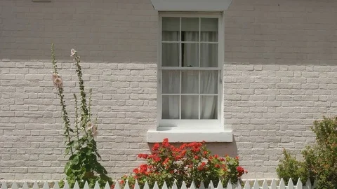 Close up of a cottage window at arthur circus in battery point, tasmania Stock Footage 72207789