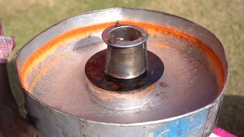 Close-Up Of  Cotton Sugar Candy Floss Maker Machine,  Street Event , Stock Footage 121835132
