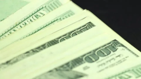 Close up of counting american money, macro of dollars, bank businessman banknote Stock Footage 148344514
