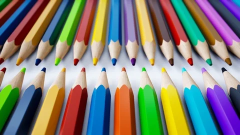 Close up of countless coloring pencils stacked in endless row. 動画素材 119350074