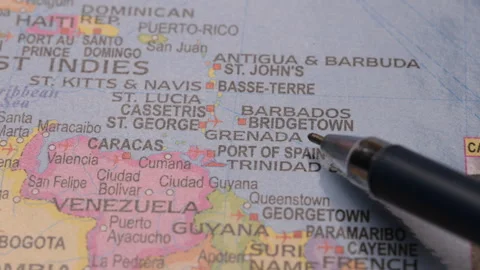Close-Up of Country Grenada Location Indicated on World Map Stock Footage 326850190