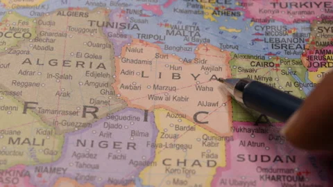 Close-Up of Country Libya Location Indicated on World Map Stock Footage 326850185