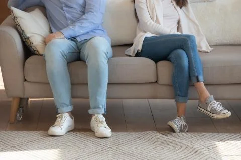 Close up of couple avoid talking after fight Stock Photos