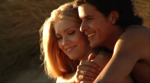 Close-up couple on beach Stock Footage 43688895