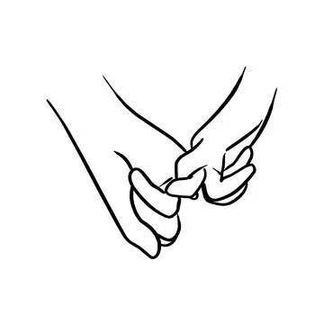 Close up at couple hands hook each other's little finger vector illustration Stock Illustration
