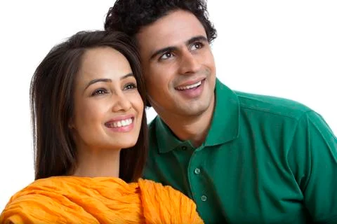 Close-up of a couple smiling Stock Photos