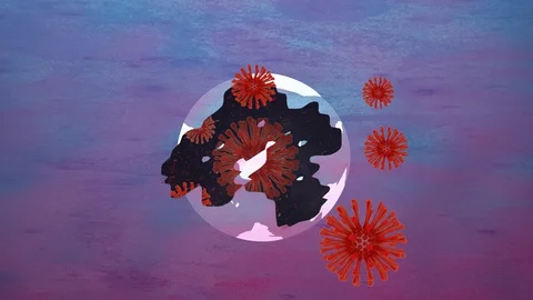 Close up COVID-19. Flag of the planet waving in the wind Stock-Footage 128780873