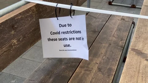 Close Up of Covid Sign, In Closed Seating Area. Stock Footage 153154782