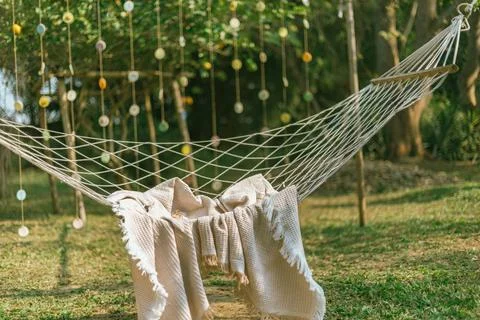 Close up cozy hammock Stock Photos