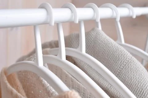 Close up of cozy warm sweaters copy space Stock Photos