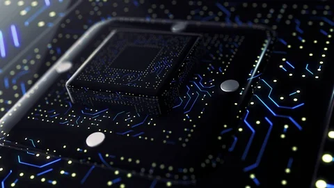 Close up of CPU and circuits Stock Footage 129653863