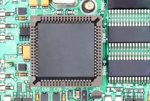 Close up of cpu chip with circuit board Stock Illustration